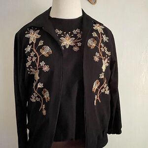 BonWorth Black Floral Embroidered Blazer